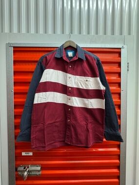 Vintage Wrangler American Flag Pearl Snap Denim Western Work Shirt